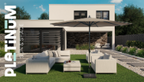  Platinum Stokparasol Riva Teak Look Ø 300 Cm Antraciet