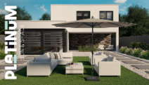  Platinum Stokparasol Riva Teak Look Ø 300 Cm Taupe