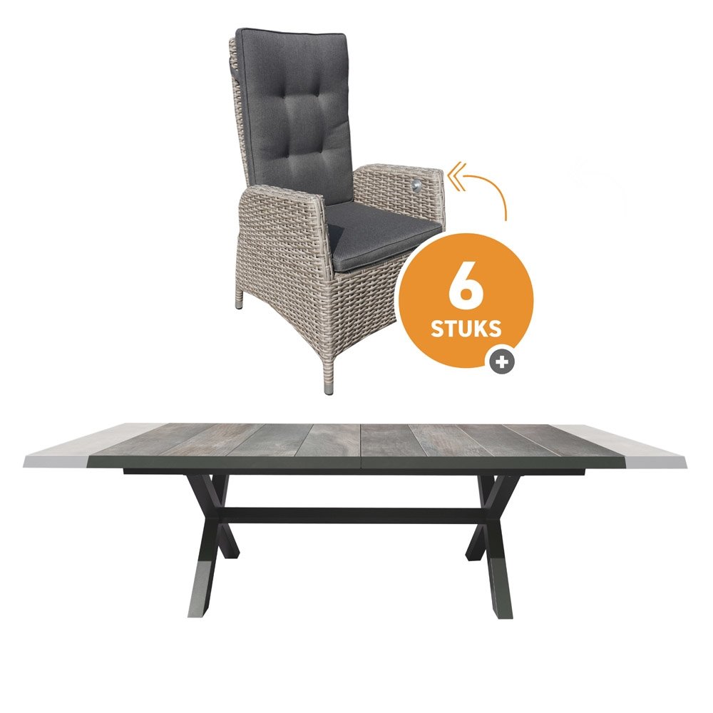  Royal Seasons MARBELLA Dining Uitschuifbare Tuinset - 7-delig